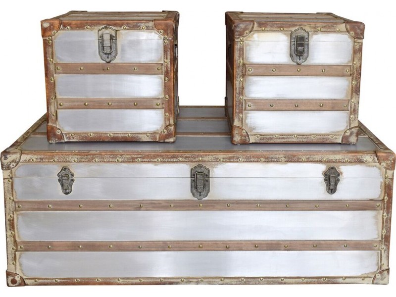 Steamer Trunk Coffee And Side Tables Set