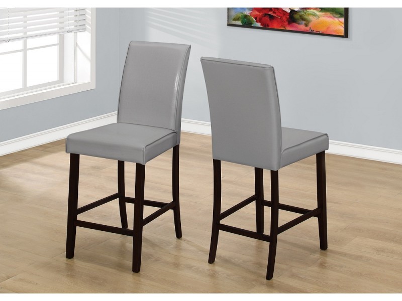 Dining Chair - 2pcs / Brown Leather-look Counter Height