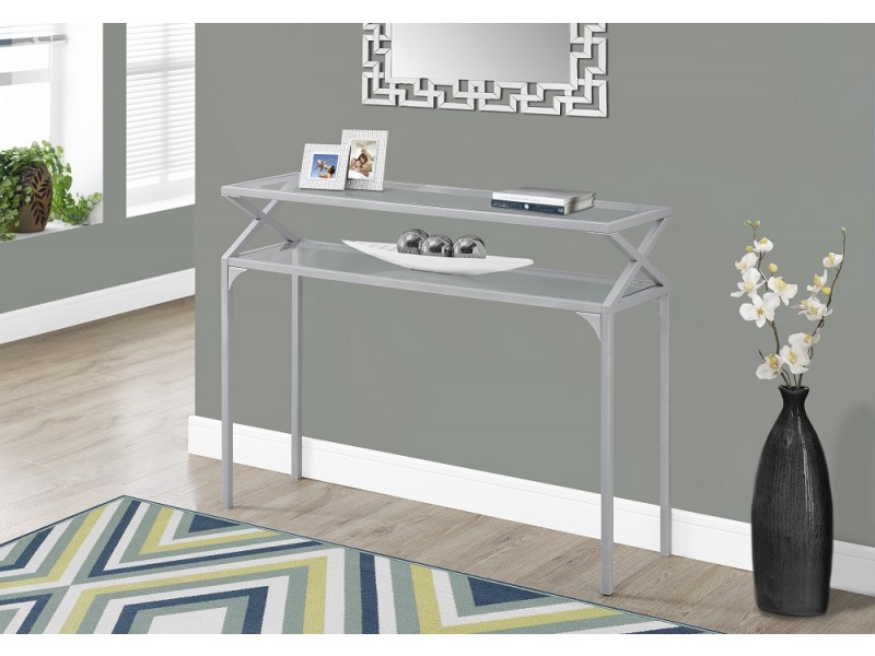 Accent Table - 42"L / Silver Metal Hall Console