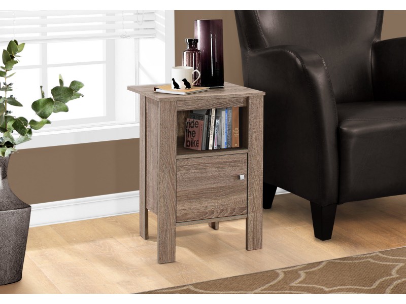 Accent Table Night Stand With Storage - Dark Taupe