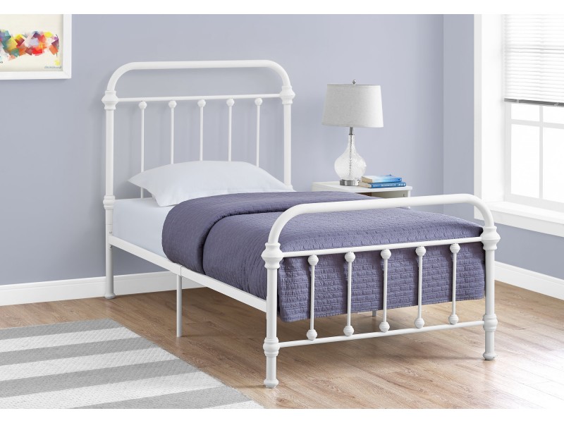 Bed - Twin Size With White Metal Frame Only