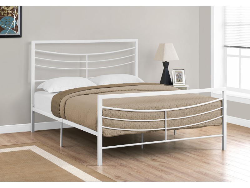 Bed - Queen Size With White Metal Frame