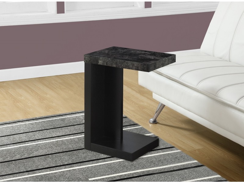 Accent Table - Black / Grey Marble-look Top