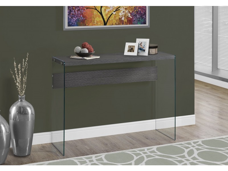 Console Table - Grey With Tempered Glass