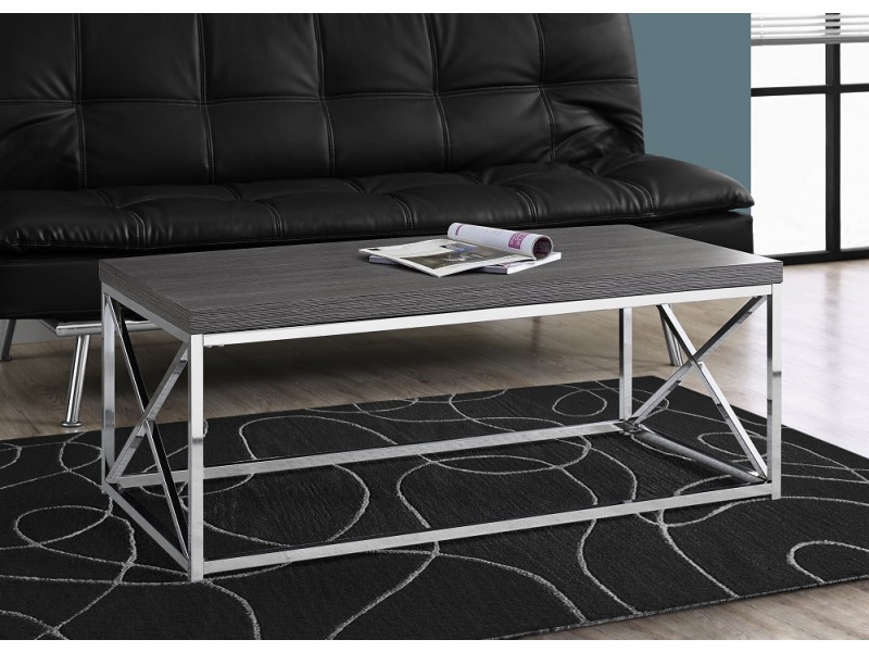 Coffee Table - Grey With Chrome Metal