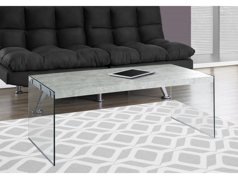Coffee Table - Grey Cement With Tempered Glass