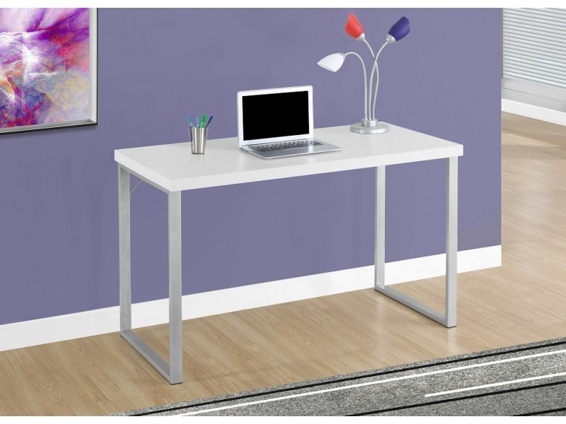 Computer Desk - 48"l / White / Silver Metal