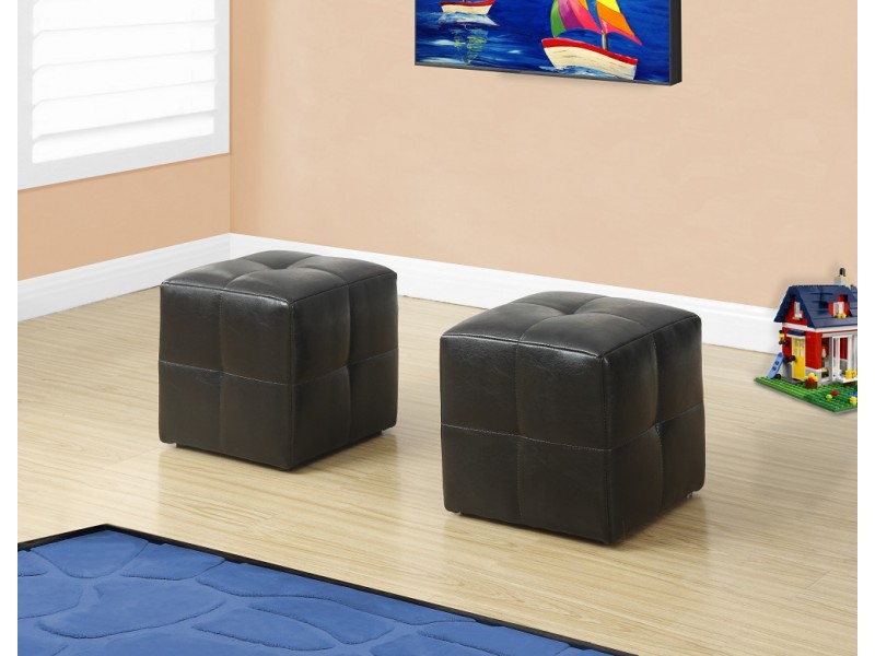 Ottoman - 2pcs Set / Juvenile / Dark Brown Leather-look