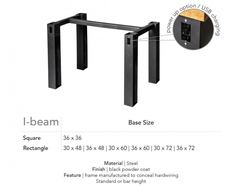 I-Beam Electric Dining Height 4-Leg Table Base