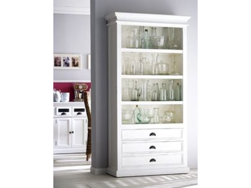 Nova Solo  HALIFAX White Mahogany Bookcase with 3 Drawers and 4 shelves