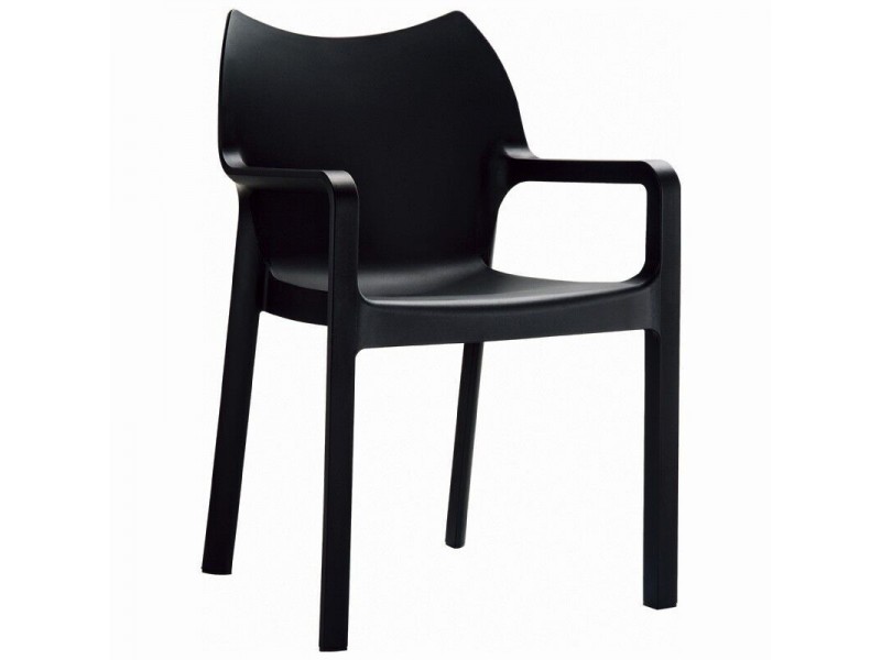 Diva Resin Outdoor Dining Arm Chair Black