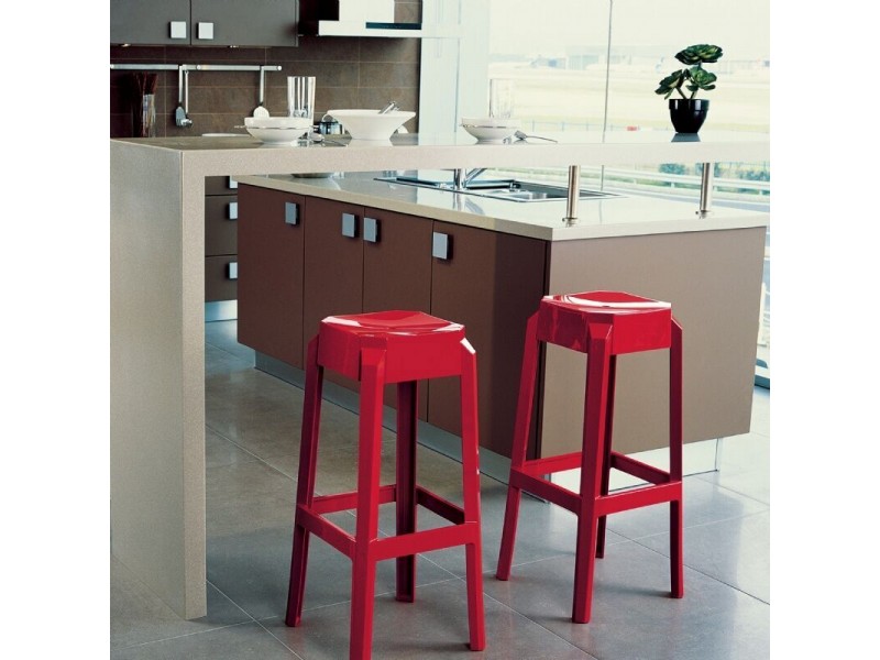 Compamia Fox Polycarbonate Counter Stool - Glossy Red