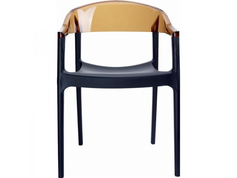 Carmen Modern Dining Chair Black Seat - Amber Back