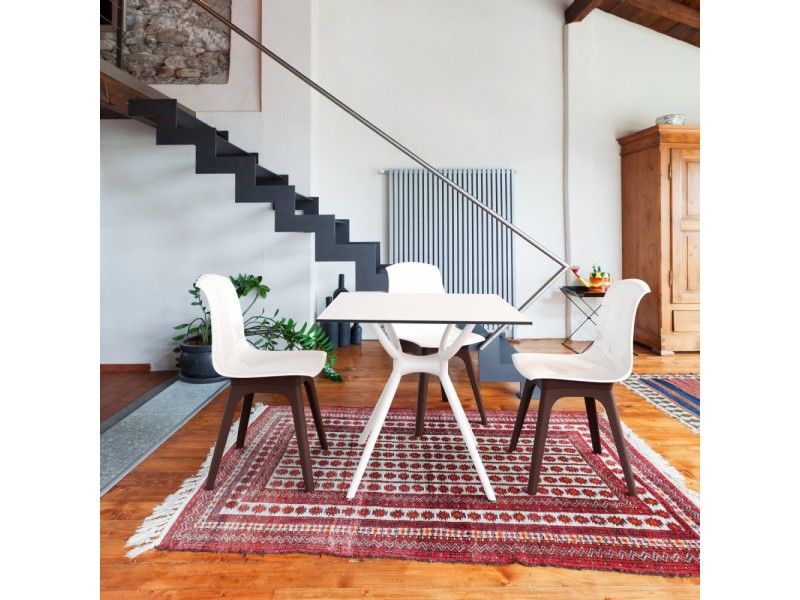 Compamia Mio PP Modern Dining Chair - White with Brown Legs