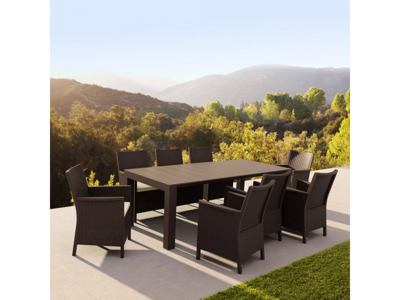 Compamia California 9-Piece Extendable Dining Set - Brown