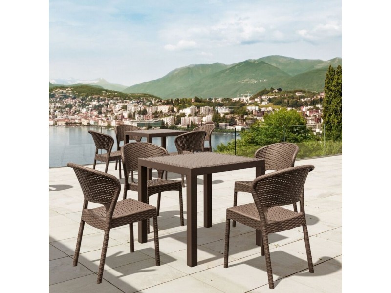 5 Piece Set Brown with Side Chairs - Brown