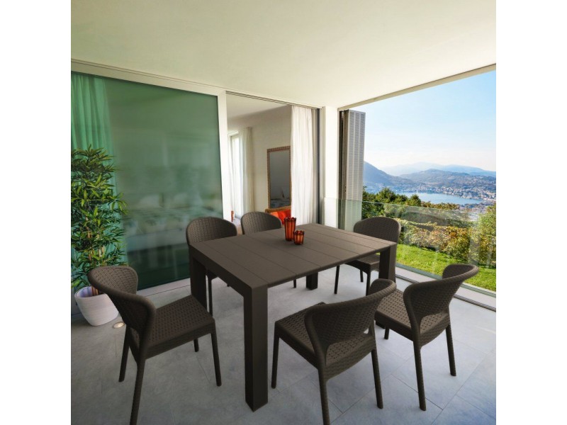 Compamia Daytona Wickerlook 7-Piece Extendable Dining Set - Brown