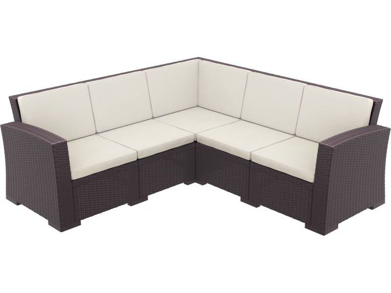 Monaco Resin Patio Sectional 5 piece Brown with Cushion - Brown