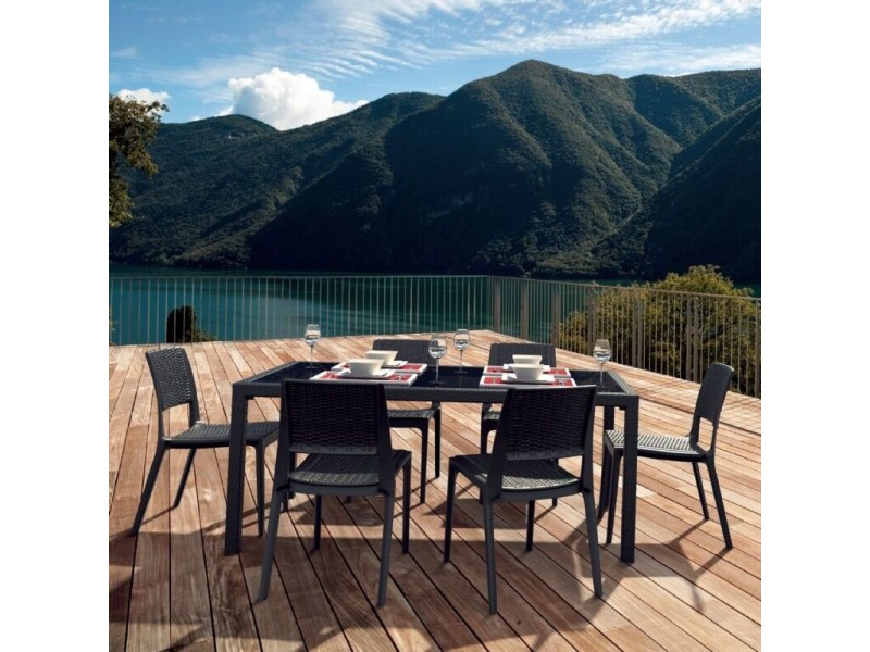 Compamia Miami Wickerlook Square Dining Set 5 Piece with Side Chairs