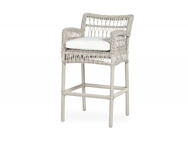 Mackinac Bar Stool in Putty Wicker - Angled