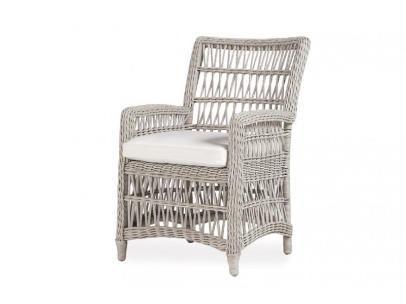 Mackinac Dining Armchair in Putty Wicker - Angled
