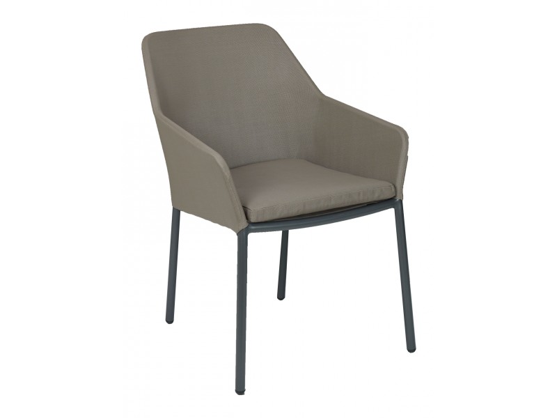 Aluminum Arm Chair W/ UV Resistant PE Weave Back And Seat - MADEIRA A – TAUPE