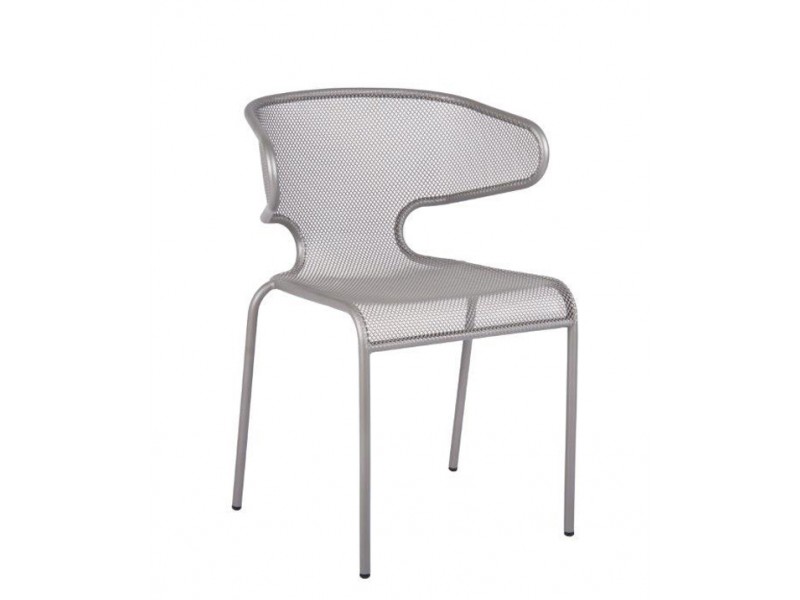 Maze Stacking Armchair - E-Coated, Powder Coated Micro-Mesh Steel - Titanium Silver