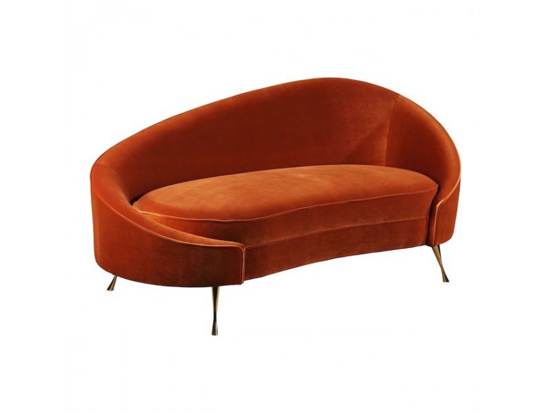 Moe's Home Collection Abigail Curved Chaise - Orange - Perspective