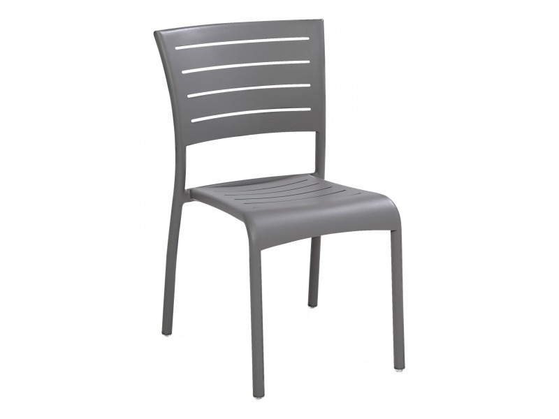 Aluminum Side Chair W/ Groove Cut Out - Warm Grey