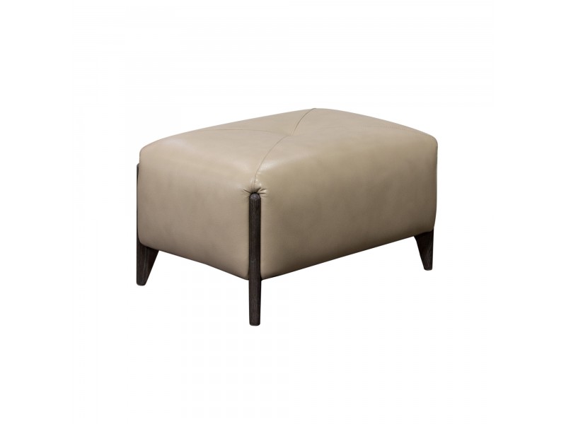 Diamond Sofa Monaco Rectangular Ottoman in Tan Blended Leather with Ash Wood Trim & Leg 