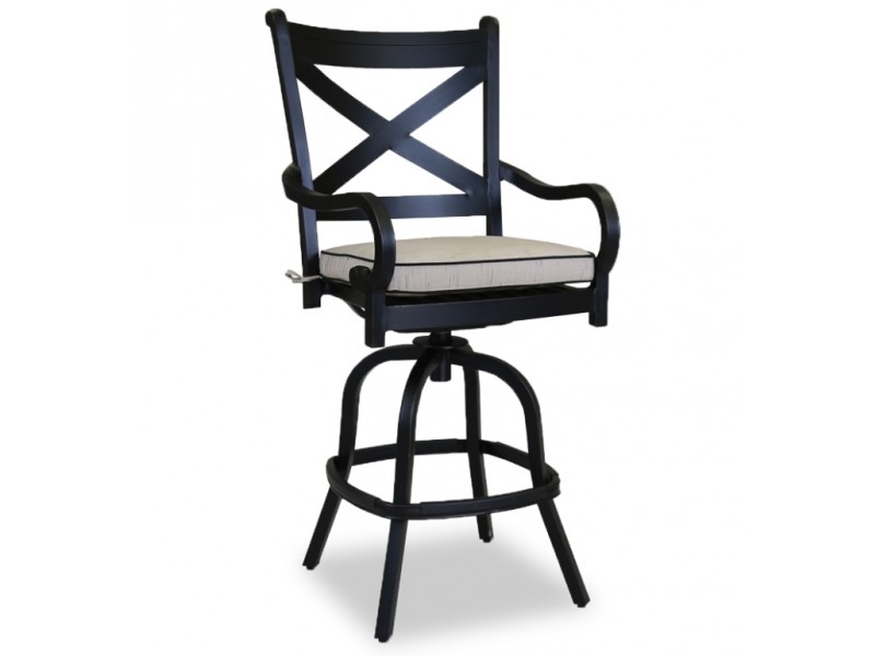 Monterey Barstool With Cushions In Frequency Sand With Canvas Walnut Welt
