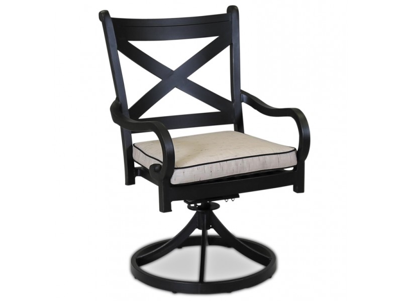Monterey Swivel Dining Chair With Cushions - Front in White BG