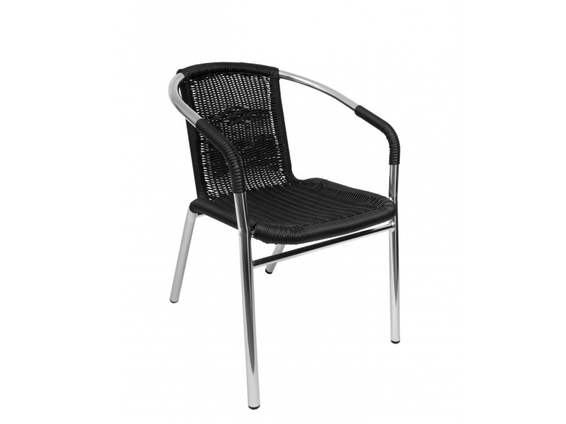 Madrid Armchair Black Synthetic Wicker Anodized Aluminum