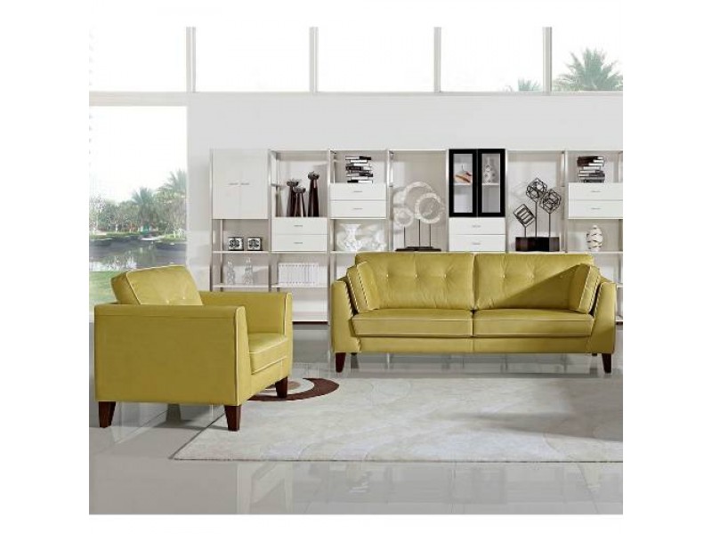 Diamond Sofa Napa Button Tuft Fabric Sofa & Chair 2PC Set  - PALE GOLD