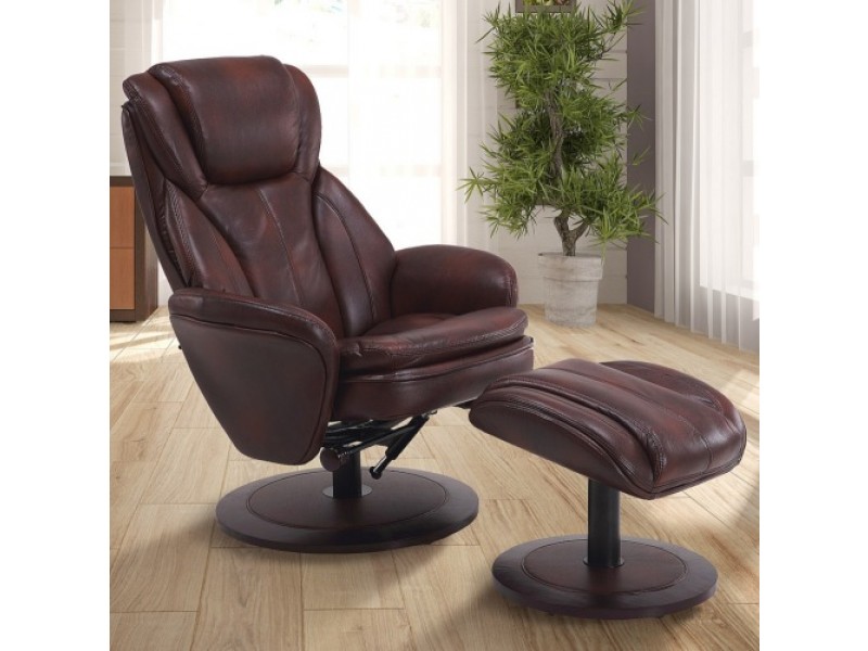 Norway Recliner and Ottoman - Whisky (Brown) Breathable Air Leather