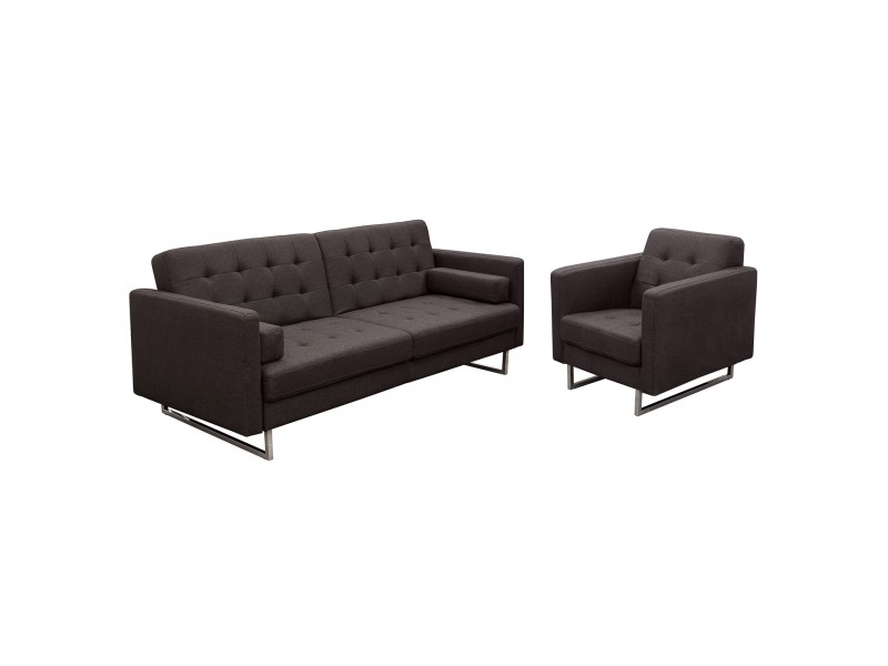 Diamond Sofa Opus Convertible Tufted Sofa with Chair 2PC Set - CHOCOLATE
