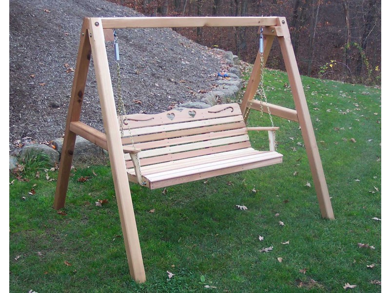 Cedar Country Hearts Porch Swing w/Stand