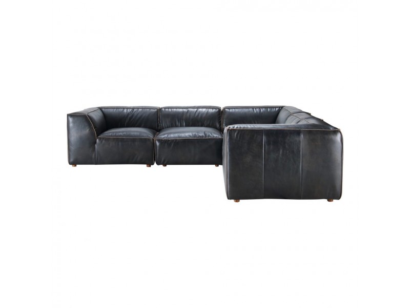 Moe's Home Collection Luxe Classic L Modular Sectional Antique Black - Front View