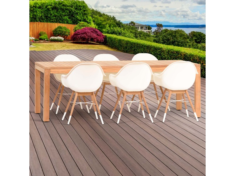 Amazonia Charlotte Deluxe 7 Piece Teak Rectangular Patio Dining Set
