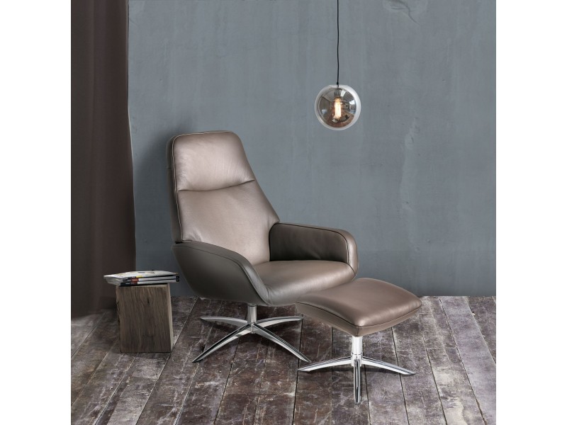 Camillo Xl Chair With Footrest And Adjustable Headrest In Yeti Dark Gray Fabric - Lifestyle