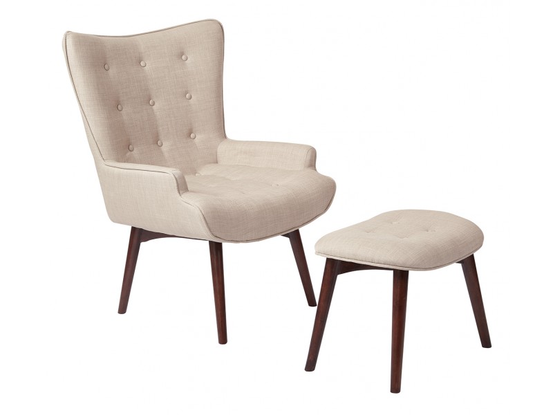 Dalton Chair with Ottoman - Cream