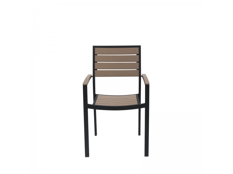 Napa Dining Arm Chair - Black Frame - Gray Seat and Back - Front