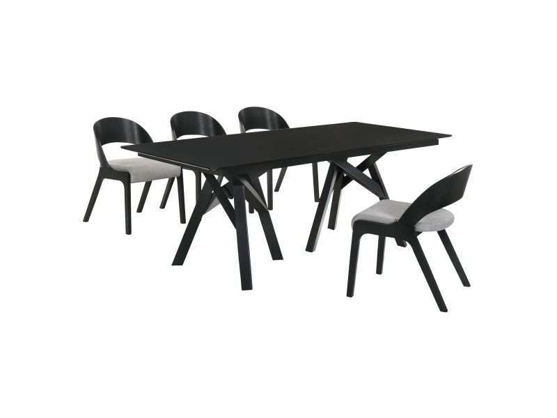 Cortina Polly 5 Piece Black Dining Set