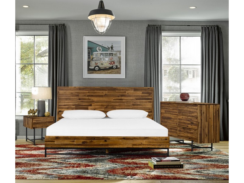 Cusco 4 Piece Acacia King Bedroom Set with Dresser and Nightstands