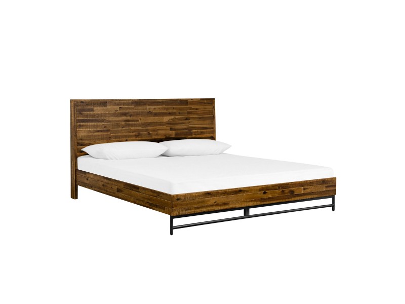 Cusco 3 Piece Acacia Queen Bed and Nightstands Bedroom Set 