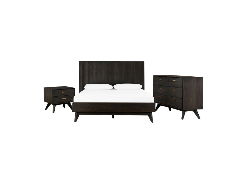 Loft 3 Piece Acacia King/Queen Bed and Nightstands