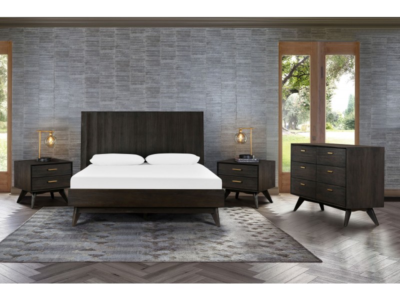 Loft 4 Piece Acacia King/Queen Bedroom Set with Dresser and Nightstands