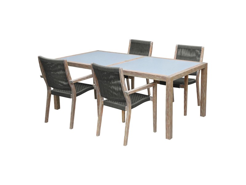 Sienna and Madsen 5 Piece Outdoor Patio Eucalyptus Wood Dining Set