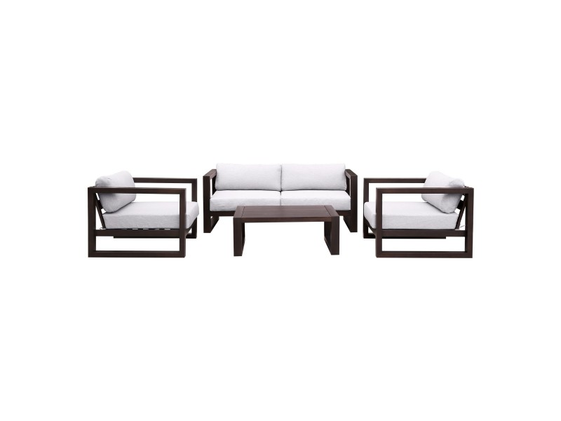 Paradise 4 Piece Outdoor Patio Eucalyptus Wood Sofa Seating Set with Dark