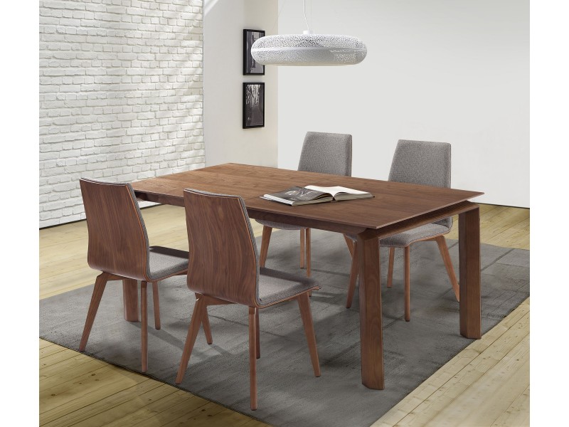 Treviso Mid-Century Walnut Wood 5 Piece Dining Set - Lifestyle